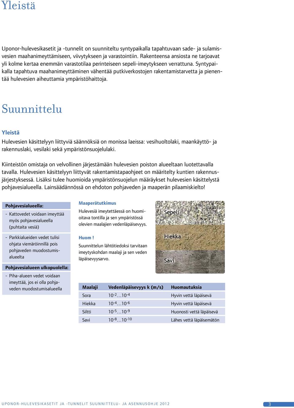 Syntypaikalla tapahtuva maahanimeyttäminen vähentää putkiverkostojen rakentamistarvetta ja pienentää hulevesien aiheuttamia ympäristöhaittoja.