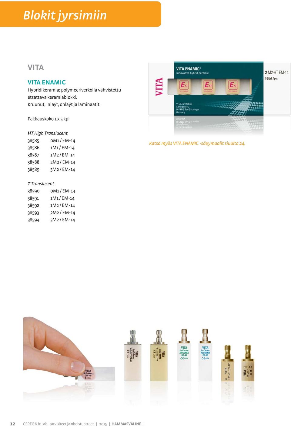 Pakkauskoko 1 x 5 kpl HT High Translucent 38585 0M1 / EM-14 38586 1M1 / EM-14 38587 1M2 / EM-14 38588 2M2 / EM-14 38589