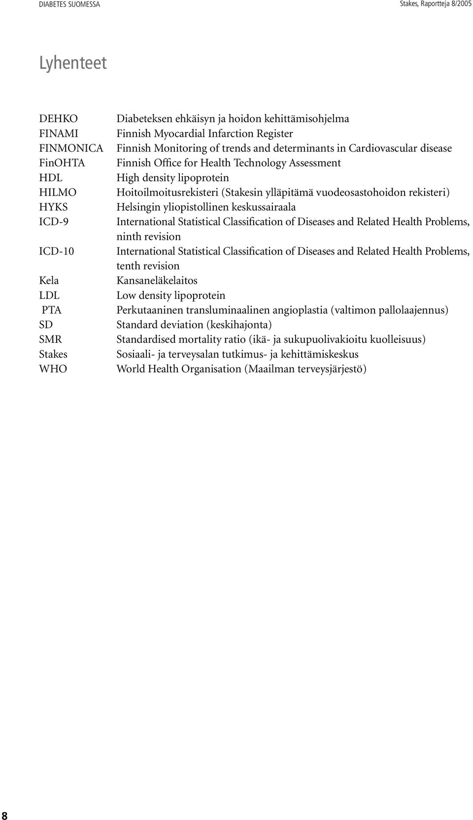 Hoitoilmoitusrekisteri (Stakesin ylläpitämä vuodeosastohoidon rekisteri) Helsingin yliopistollinen keskussairaala International Statistical Classification of Diseases and Related Health Problems,