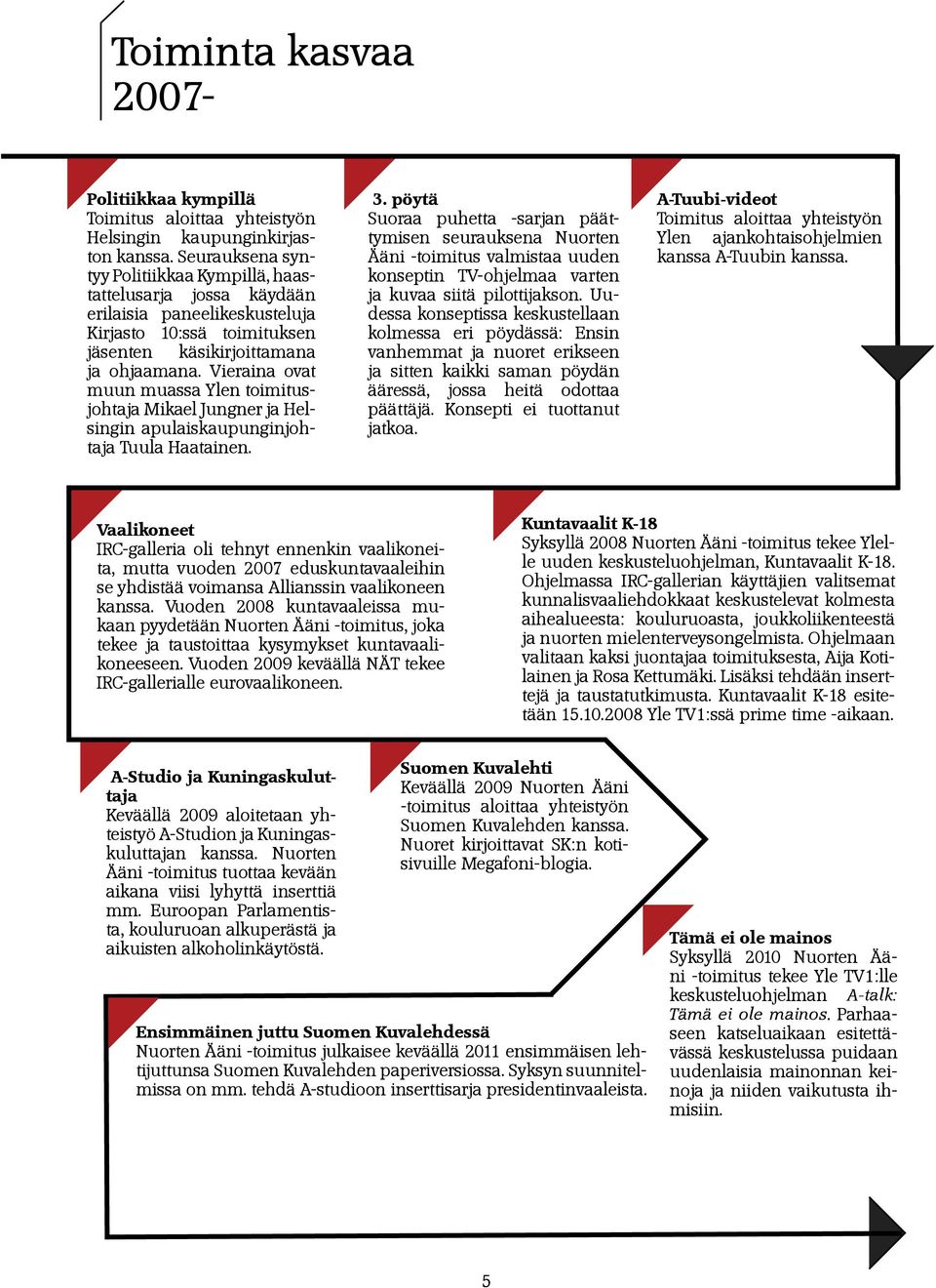 Vieraina ovat muun muassa Ylen toimitusjohtaja Mikael Jungner ja Helsingin apulaiskaupunginjohtaja Tuula Haatainen. 3.