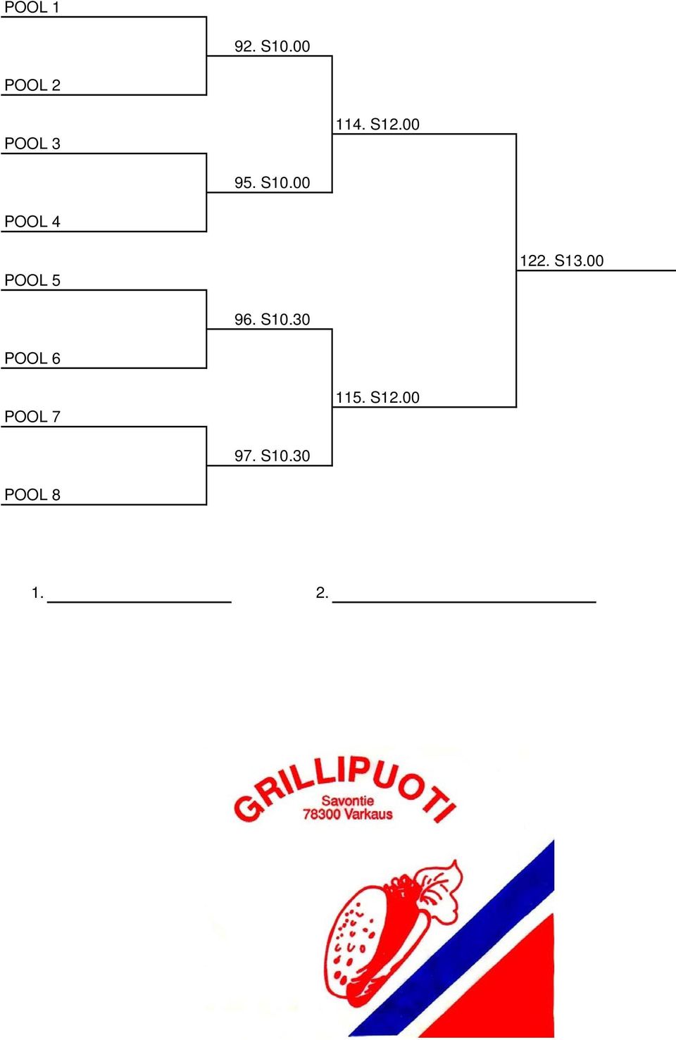 S10.00 POOL 4 POOL 5 122. S13.