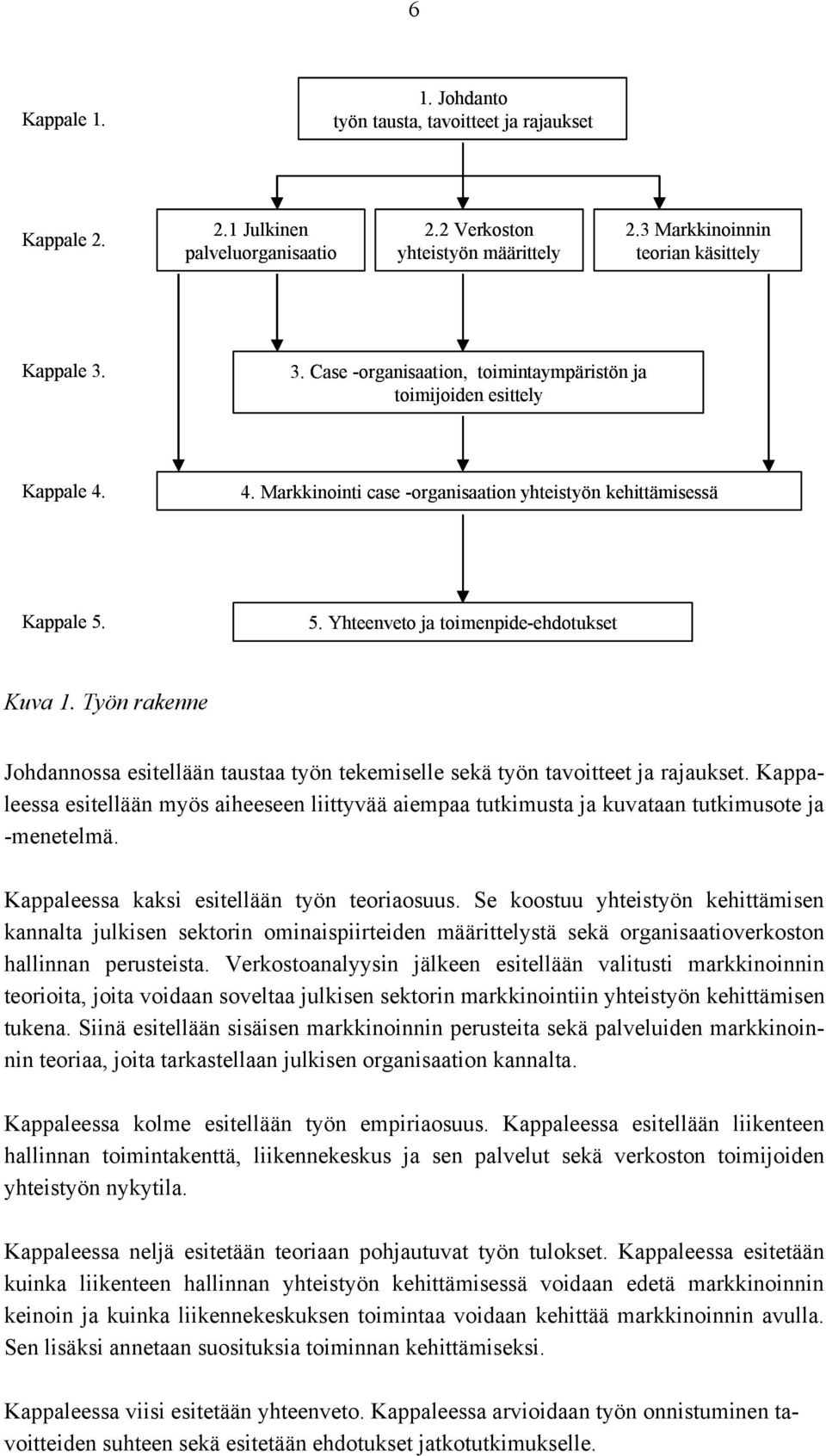 Työn rakenne Johdannossa esitellään taustaa työn tekemiselle sekä työn tavoitteet ja rajaukset.