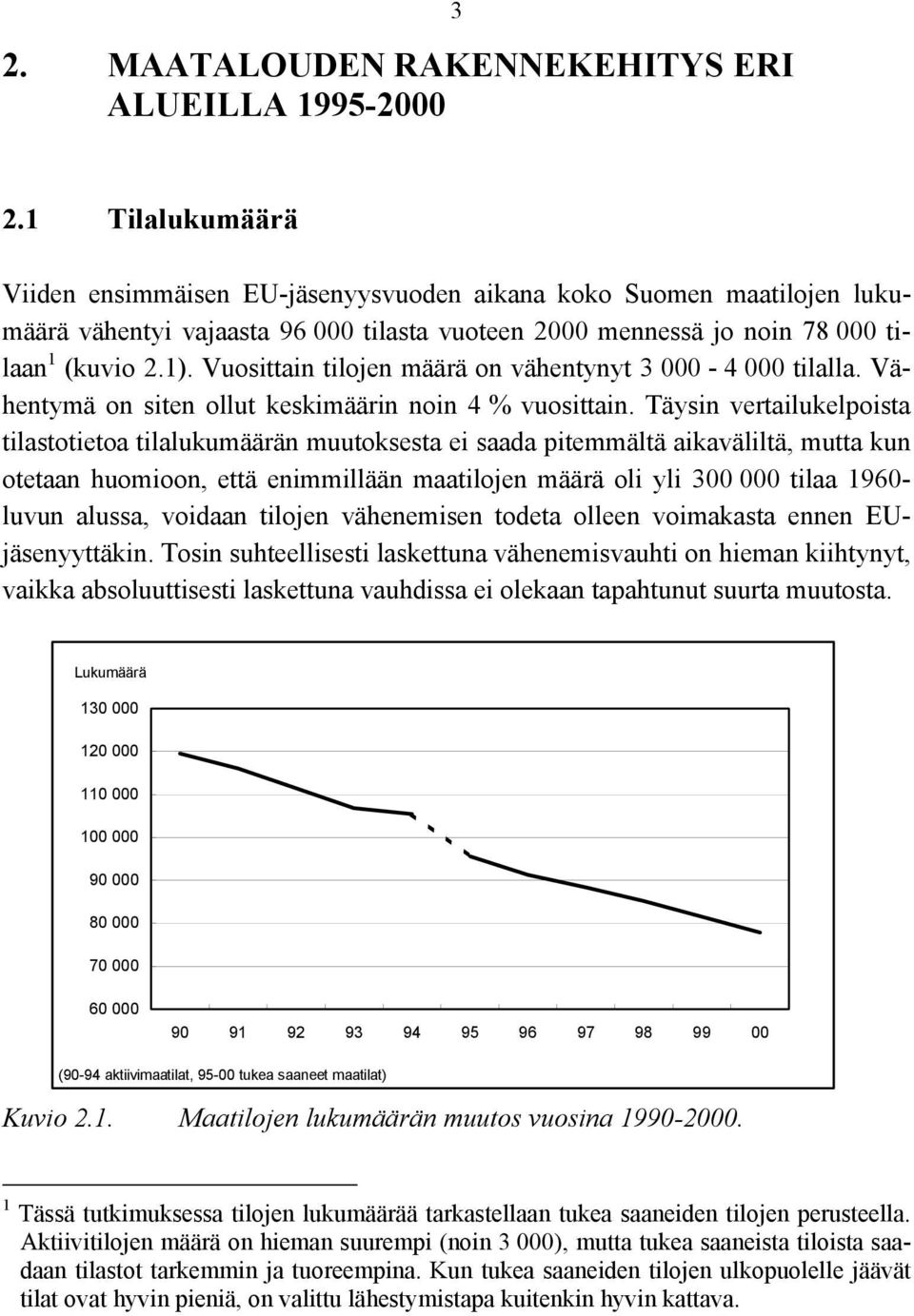 Vuosittain tilojen määrä on vähentynyt 3 000-4 000 tilalla. Vähentymä on siten ollut keskimäärin noin 4 % vuosittain.