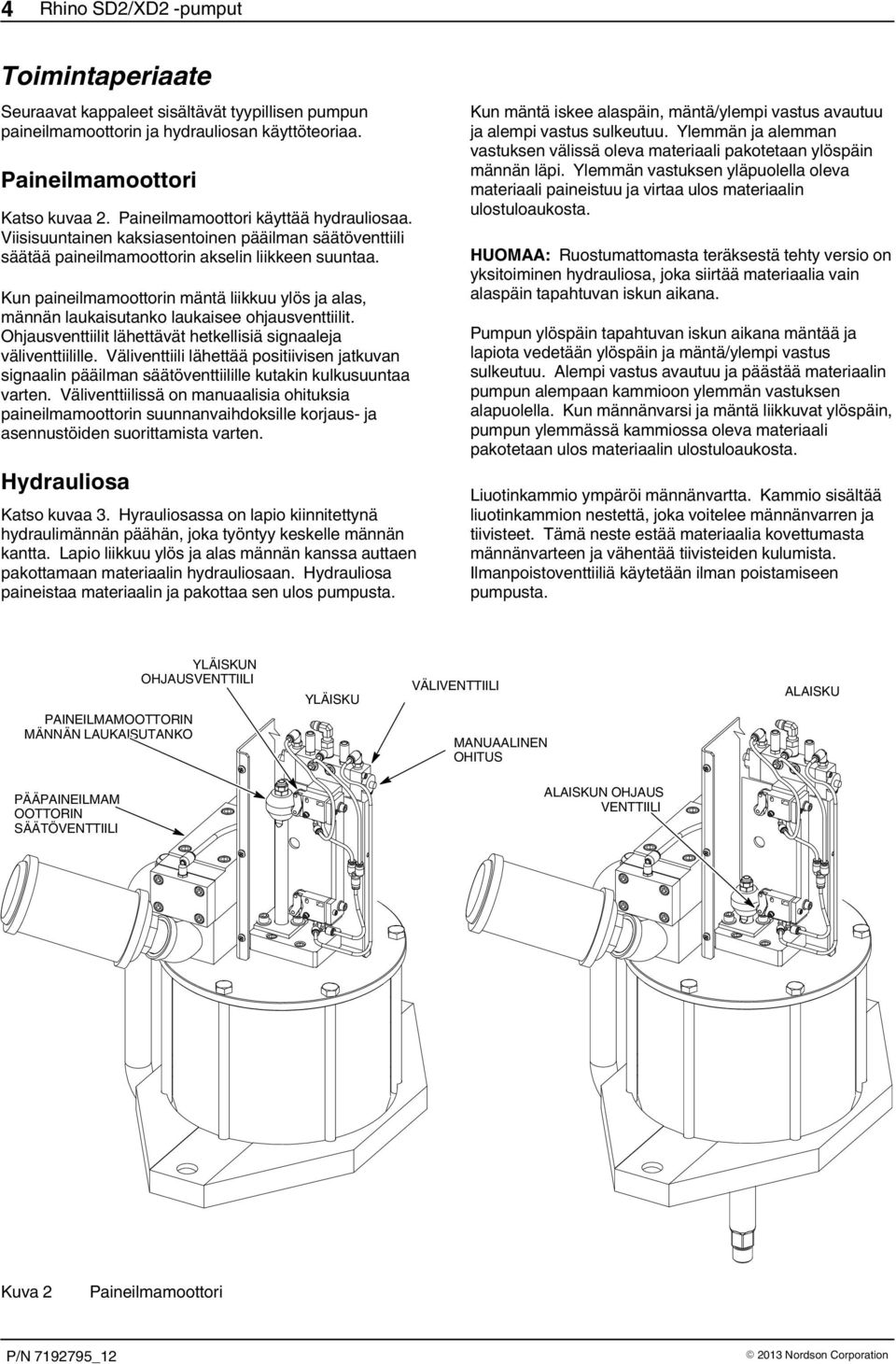 Kun paineilmamoottorin mäntä liikkuu ylös ja alas, männän laukaisutanko laukaisee ohjausventtiilit. Ohjausventtiilit lähettävät hetkellisiä signaaleja väliventtiilille.