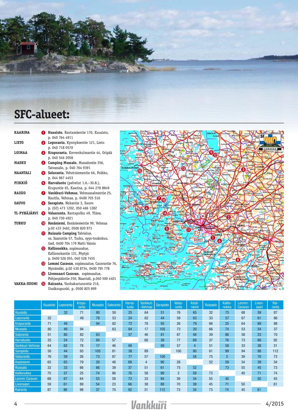 044 278 8949 RAISIO ❼ Vankkuri-Vehmas, Vehmassalmentie 25, Rautila, Vehmaa, p. 0400 705 516 SAUVO ➑ Sarapisto, Nokantie 3, Sauvo p.