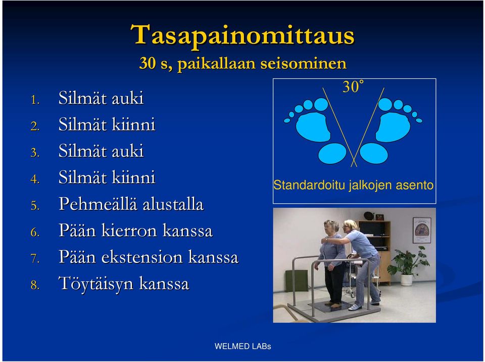 Pään n kierron kanssa 7. Pään n ekstension kanssa 8.