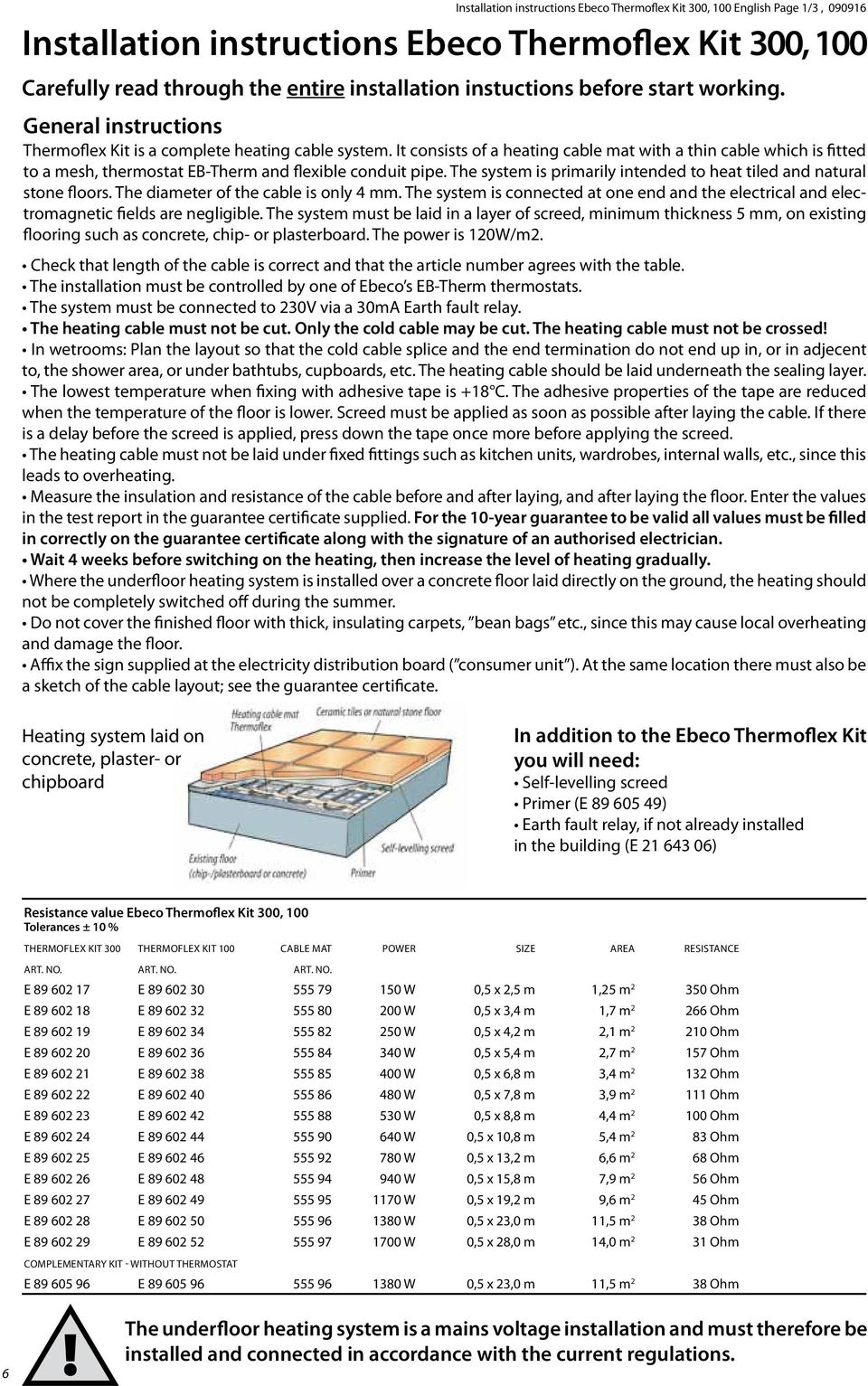 It consists of a heating cable mat with a thin cable which is fitted to a mesh, thermostat EB-Therm and flexible conduit pipe. The system is primarily intended to heat tiled and natural stone floors.