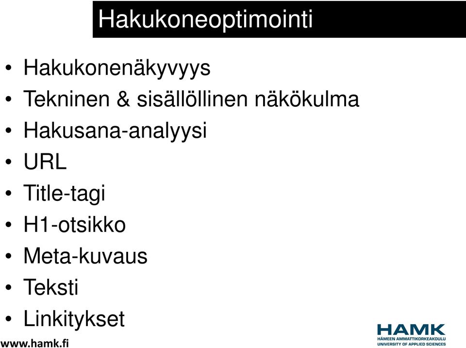 Hakusana-analyysi URL Title-tagi