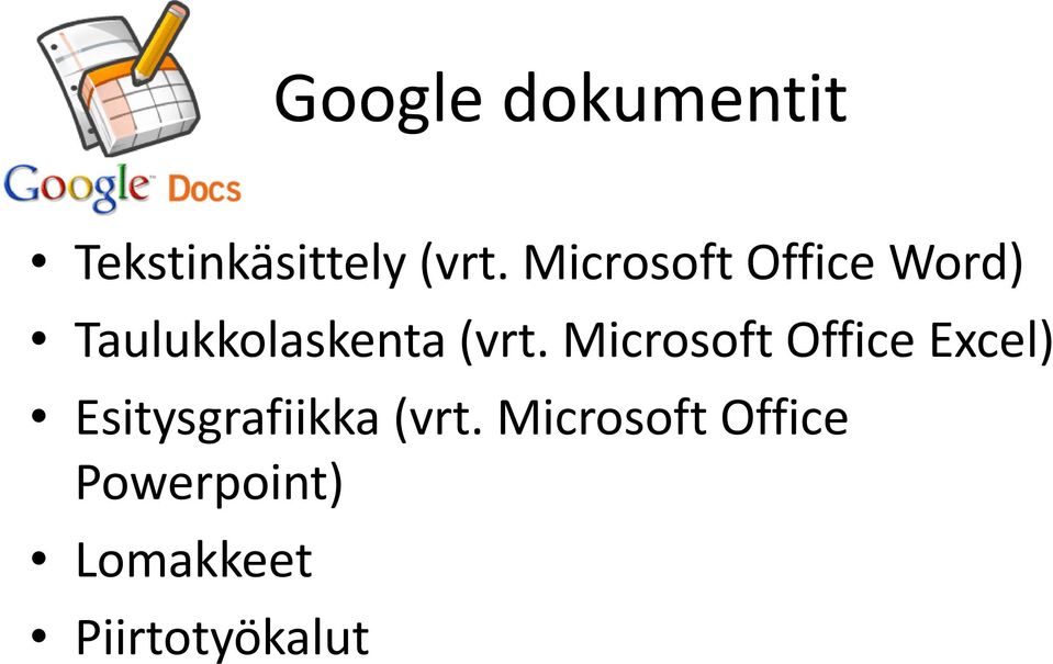 Microsoft Office Excel) Esitysgrafiikka (vrt.