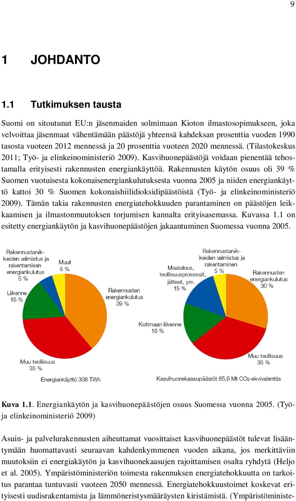 mennessä ja prosenttia vuoteen mennessä. (Tilastokeskus ; Työ- ja elinkeinoministeriö 9). Kasvihuonepäästöjä voidaan pienentää tehostamalla erityisesti rakennusten energiankäyttöä.