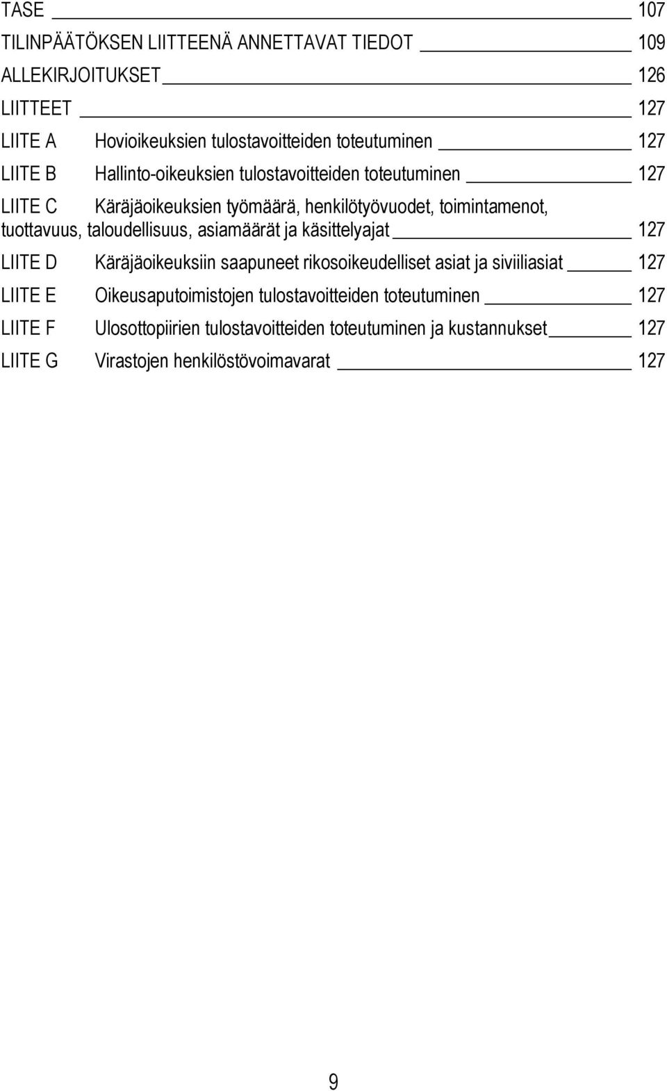 taloudellisuus, asiamäärät ja käsittelyajat 127 LIITE D Käräjäoikeuksiin saapuneet rikosoikeudelliset asiat ja siviiliasiat 127 LIITE E