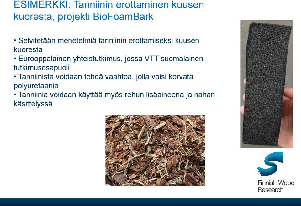 jossa VTT suomalainen tutkimusosapuoli Tanniinista voidaan tehdä vaahtoa, jolla voisi