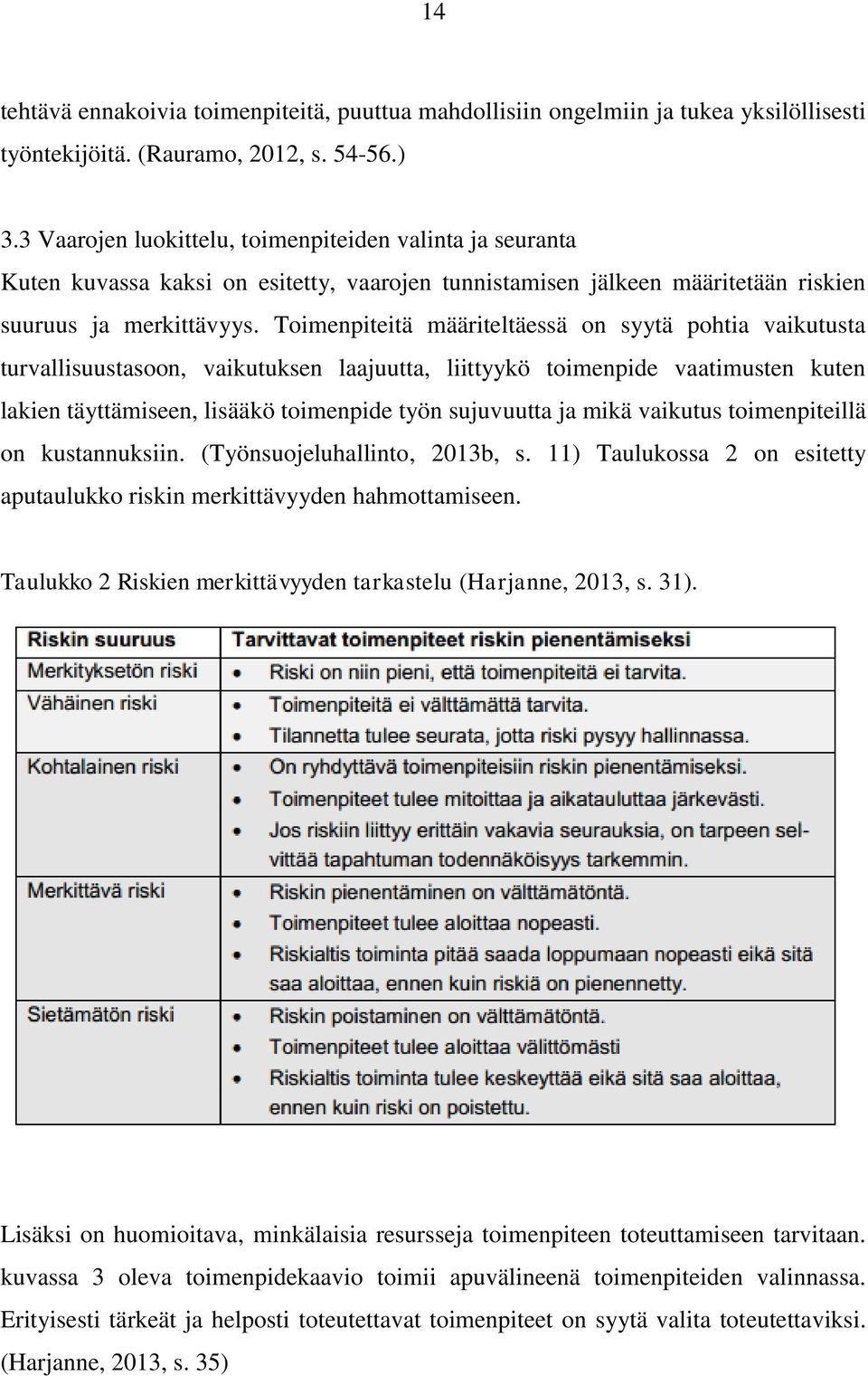 Toimenpiteitä määriteltäessä on syytä pohtia vaikutusta turvallisuustasoon, vaikutuksen laajuutta, liittyykö toimenpide vaatimusten kuten lakien täyttämiseen, lisääkö toimenpide työn sujuvuutta ja