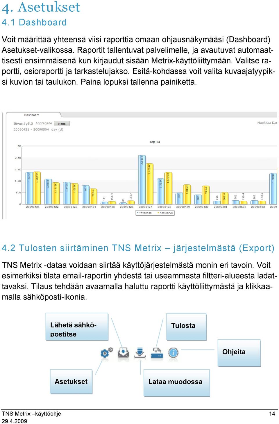 Esitä-kohdassa voit valita kuvaajatyypiksi kuvion tai taulukon. Paina lopuksi tallenna painiketta. 4.