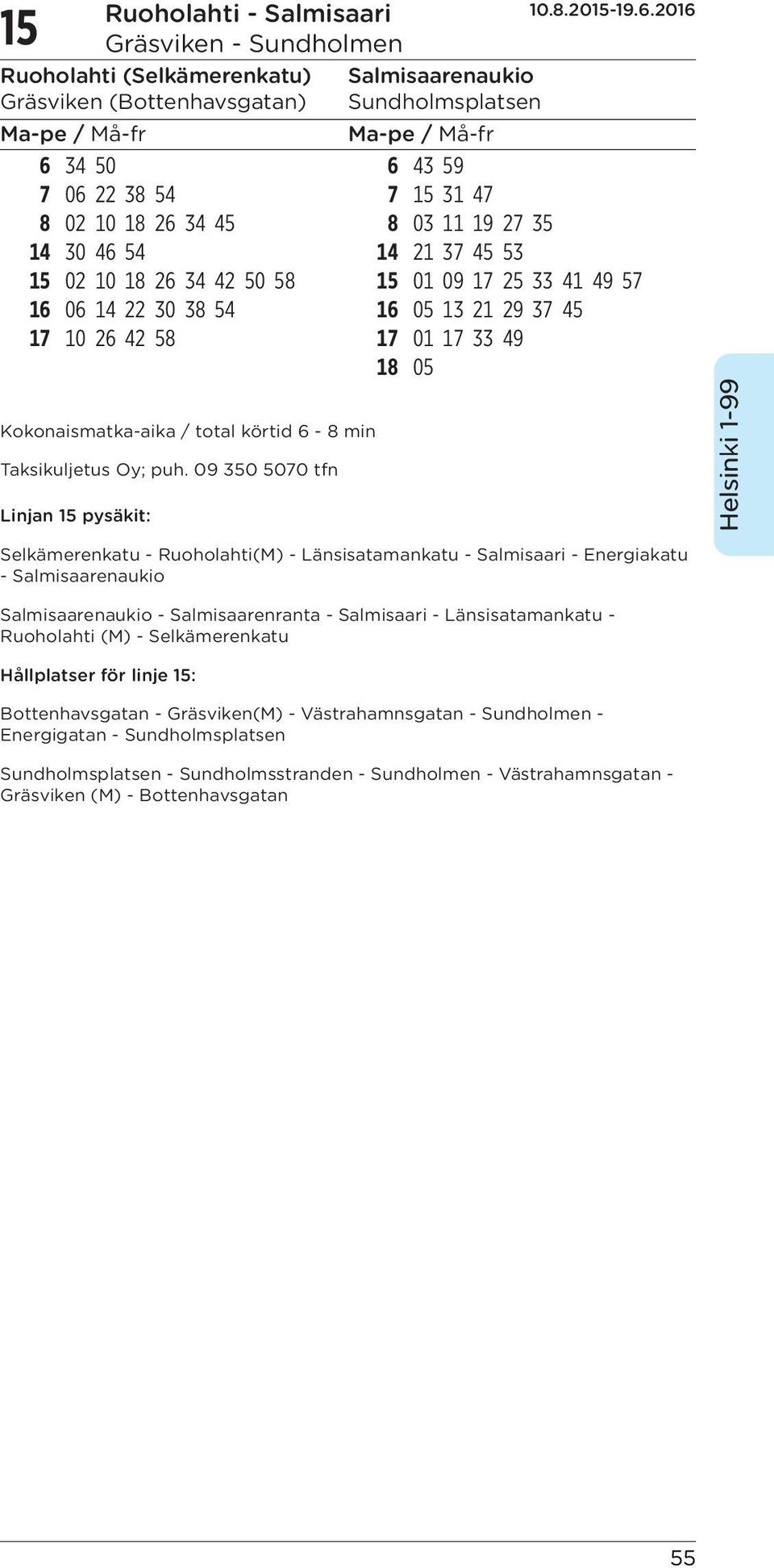 total körtid 6-8 min Taksikuljetus Oy; puh.