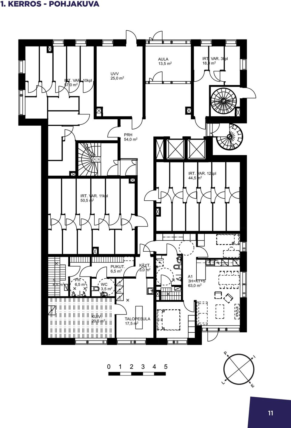 10kpl 57,0 m 2 UVV 25,0 m 2 PRH 6,5 m 2 PRH 54,0 m 2 IRT. VAR.