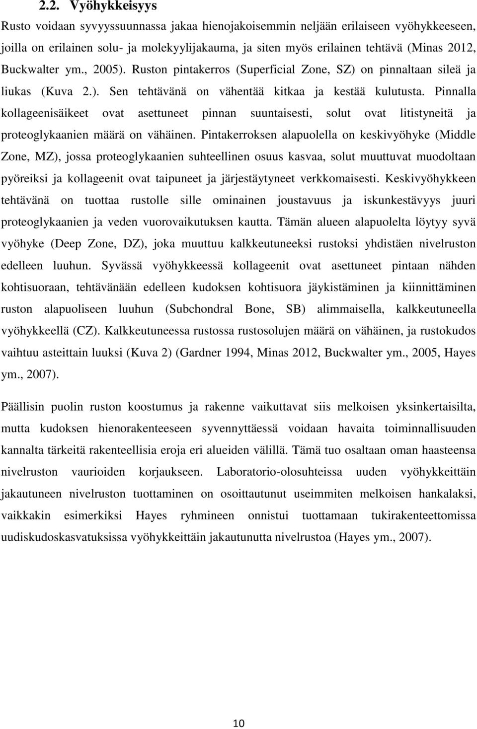 Pinnalla kollageenisäikeet ovat asettuneet pinnan suuntaisesti, solut ovat litistyneitä ja proteoglykaanien määrä on vähäinen.