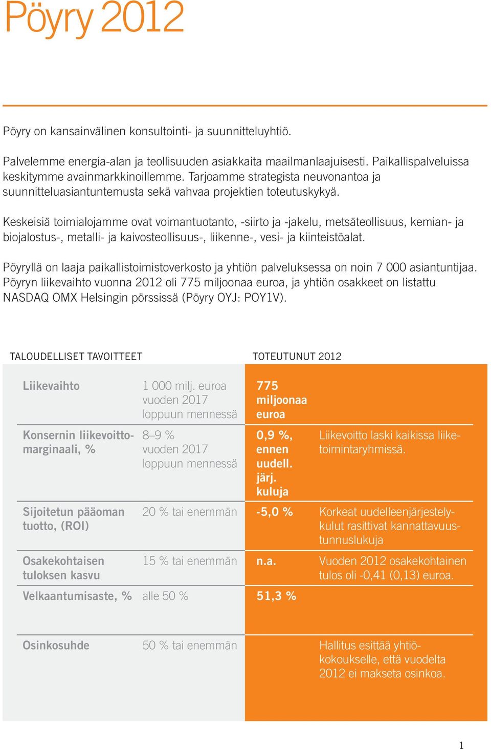 Keskeisiä toimialojamme ovat voimantuotanto, -siirto ja -jakelu, metsäteollisuus, kemian- ja biojalostus-, metalli- ja kaivosteollisuus-, liikenne-, vesi- ja kiinteistöalat.