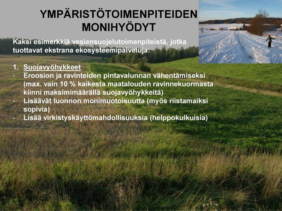 Suojavyöhykkeet - Eroosion ja ravinteiden pintavalunnan vähentämiseksi (max.