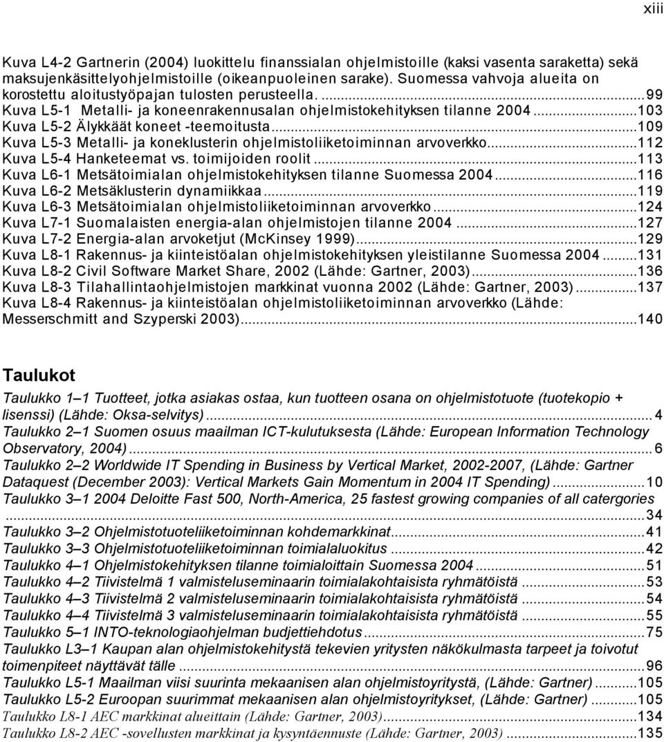 ..109 Kuva L5-3 Metalli- ja koneklusterin ohjelmistoliiketoiminnan arvoverkko...112 Kuva L5-4 Hanketeemat vs. toimijoiden roolit.