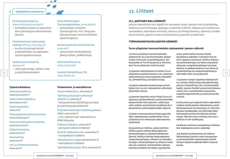 Työsuojeluhallinto, wwwtyosuojelufi Työturvallisuuskeskus, wwwtyoturvafi Työterveyslaitos, wwwttlfi Tietosuojavaltuutetun toimisto, wwwtietosuojafi Tasa-arvovaltuutetun toimisto, wwwtasa-arvofi