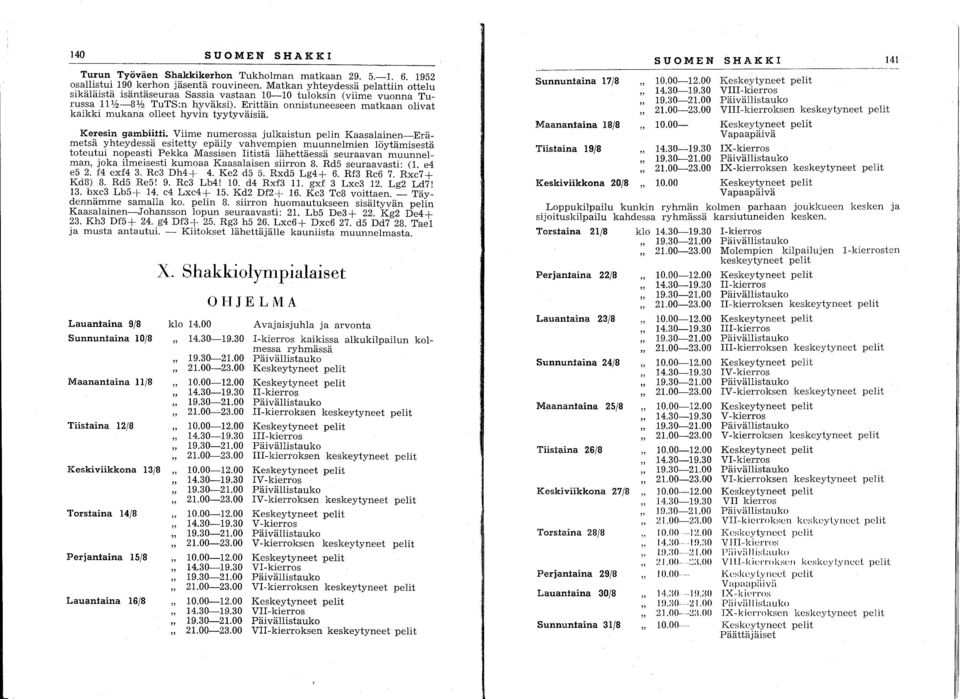 Erittäin onnistuneeseen matkaan olivat kaikki mukana olleet hyvin tyytyväisiä. Kere,sin gambiitti.