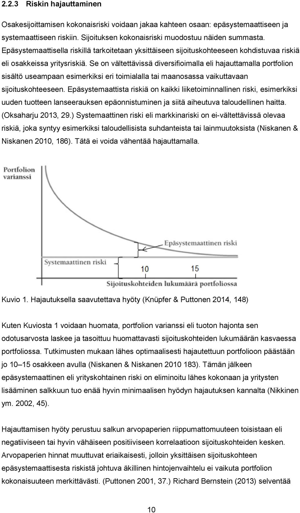 Se on vältettävissä diversifioimalla eli hajauttamalla portfolion sisältö useampaan esimerkiksi eri toimialalla tai maanosassa vaikuttavaan sijoituskohteeseen.