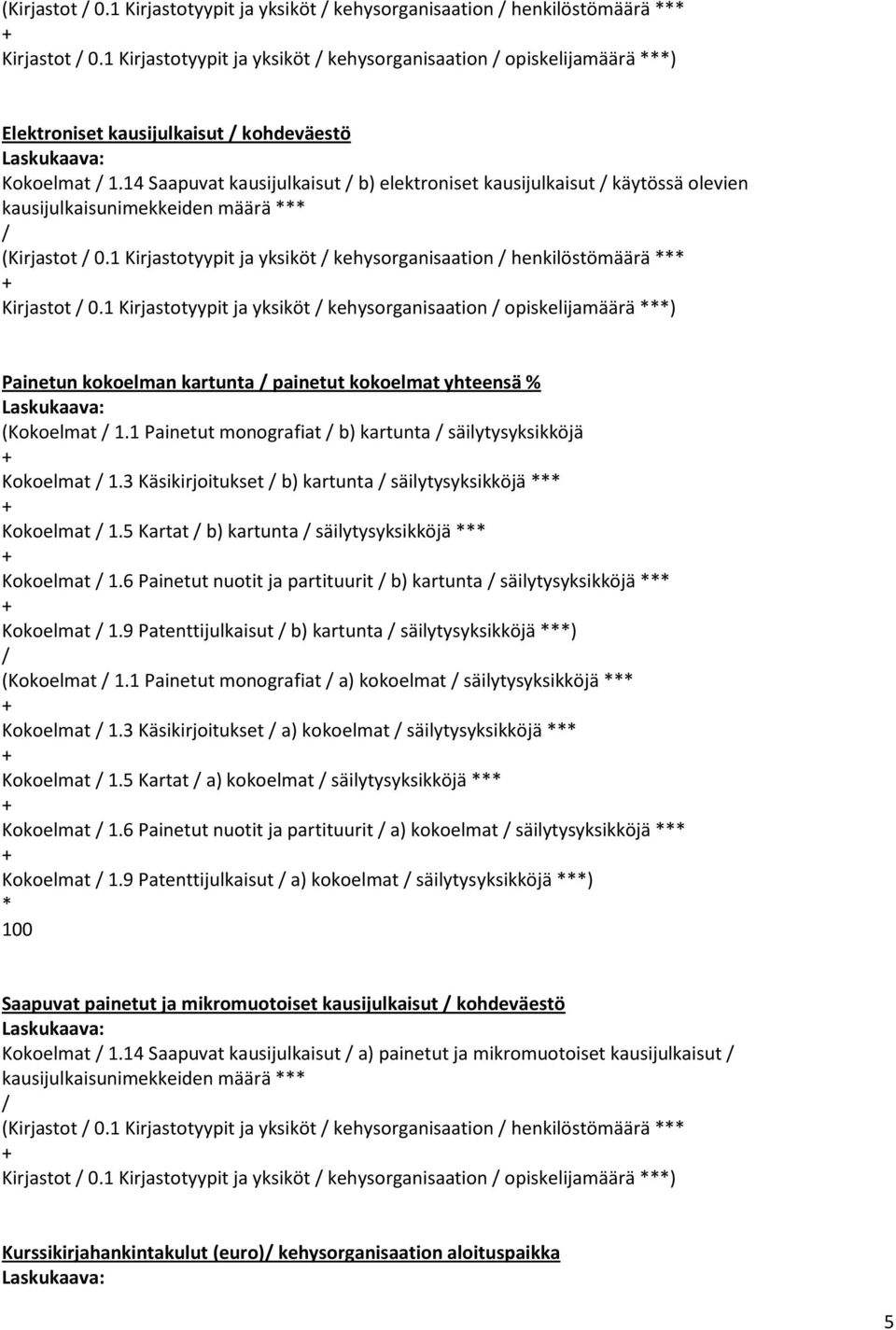 14 Saapuvat kausijulkaisut b) elektroniset kausijulkaisut käytössä olevien kausijulkaisunimekkeiden määrä 1 Kirjastotyypit ja yksiköt kehysorganisaation opiskelijamäärä ) Painetun kokoelman kartunta