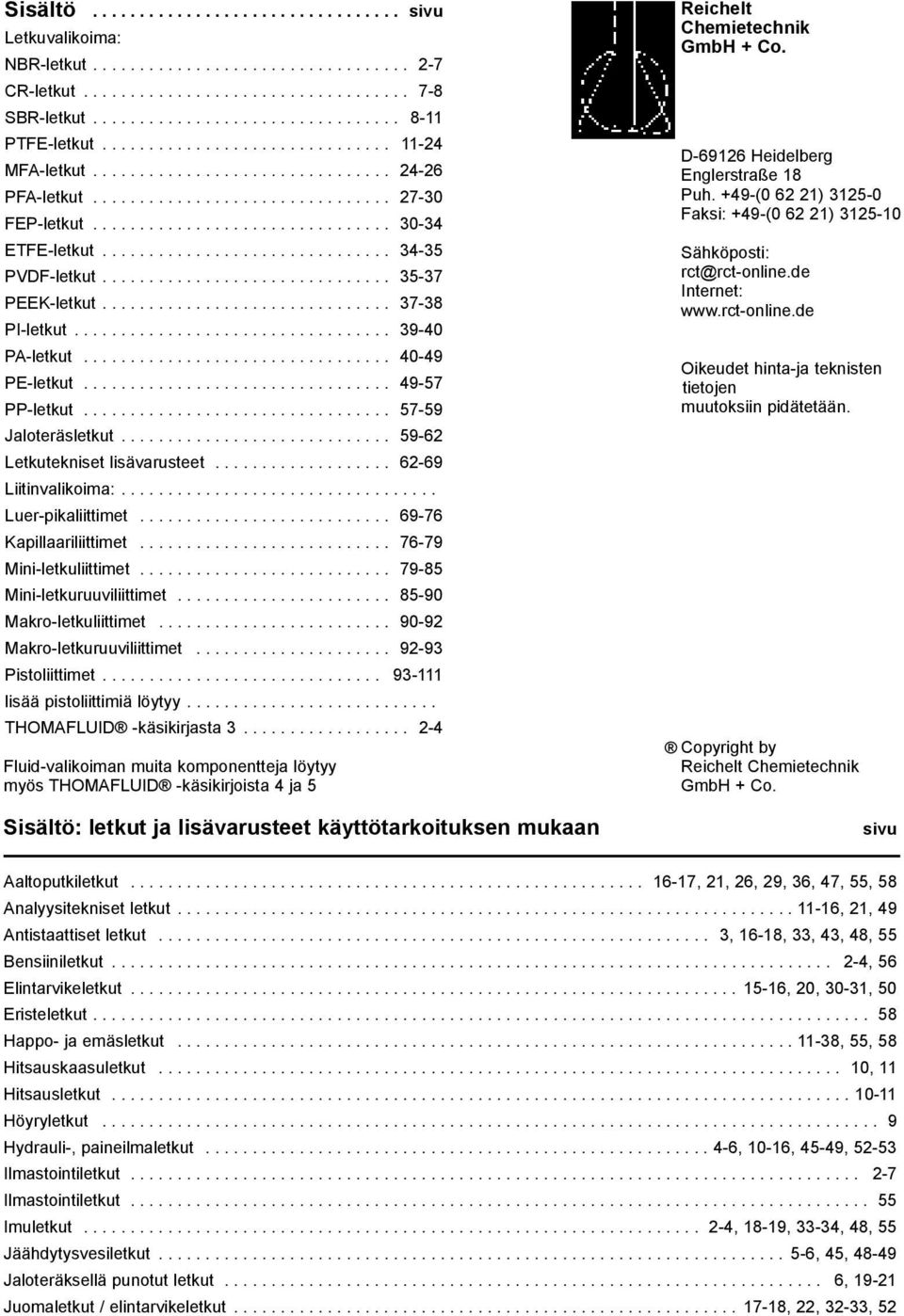 .............................. 34-35 PVDF-letkut............................... 35-37 PEEK-letkut............................... 37-38 PI-letkut.................................. 39-40 PA-letkut.