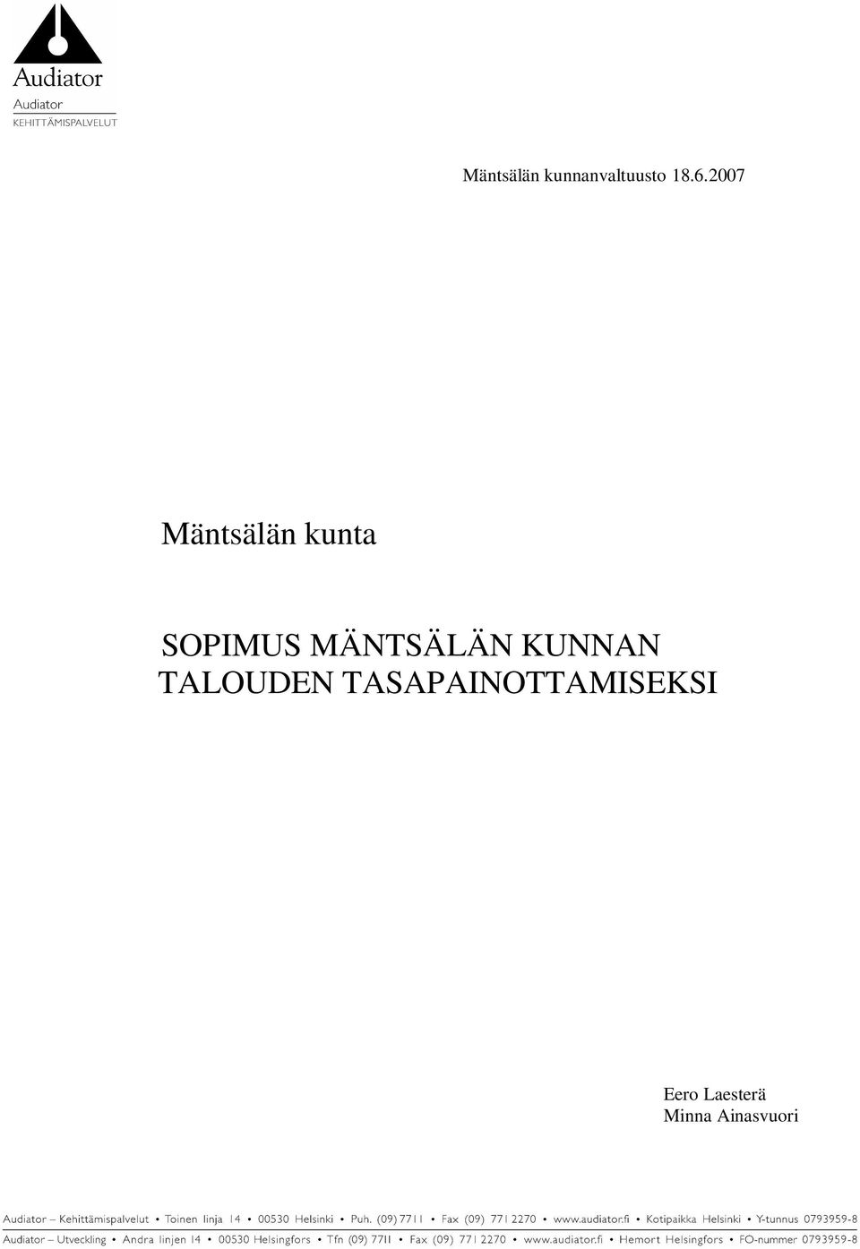 MÄNTSÄLÄN KUNNAN TALOUDEN