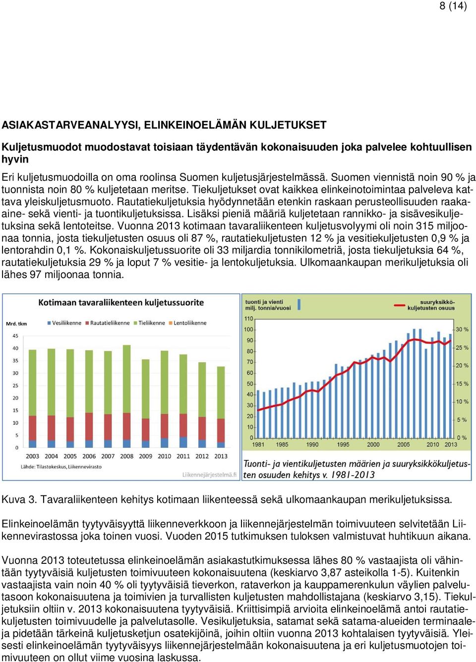 Rautatiekuljetuksia hyödynnetään etenkin raskaan perusteollisuuden raakaaine- sekä vienti- ja tuontikuljetuksissa. Lisäksi pieniä määriä kuljetetaan rannikko- ja sisävesikuljetuksina sekä lentoteitse.