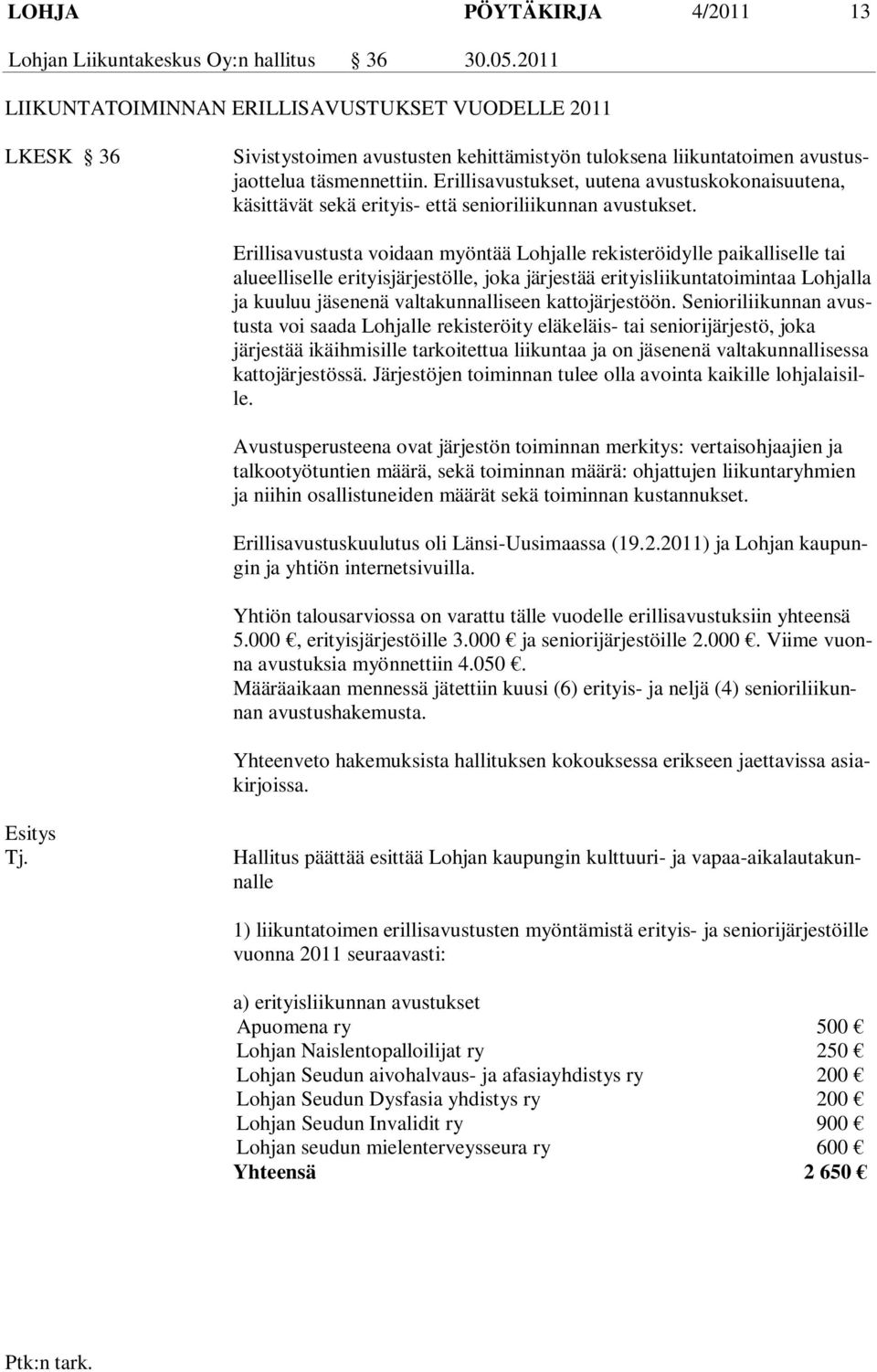 Erillisavustukset, uutena avustuskokonaisuutena, käsittävät sekä erityis- että senioriliikunnan avustukset.