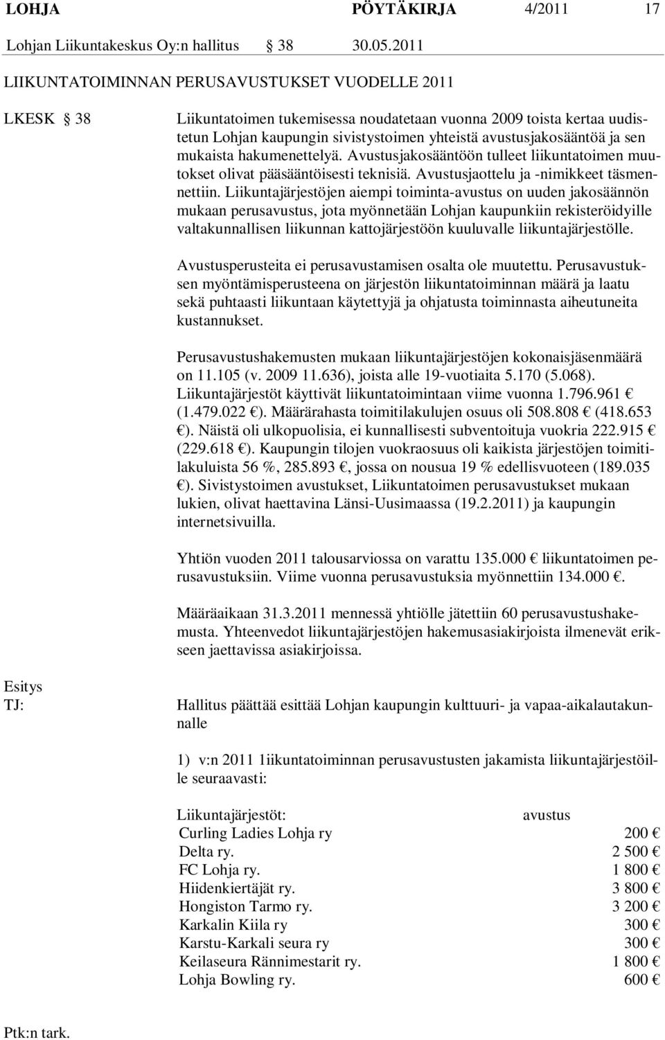 ja sen mukaista hakumenettelyä. Avustusjakosääntöön tulleet liikuntatoimen muutokset olivat pääsääntöisesti teknisiä. Avustusjaottelu ja -nimikkeet täsmennettiin.