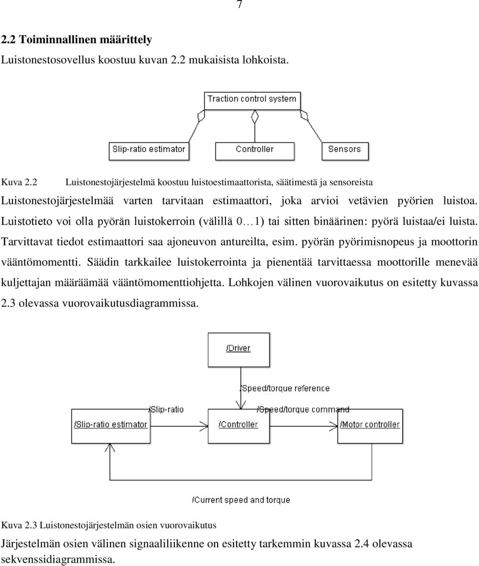 Luistotieto voi olla pyörän luistokerroin (välillä 0 1) tai sitten binäärinen: pyörä luistaa/ei luista. Tarvittavat tiedot estimaattori saa ajoneuvon antureilta, esim.