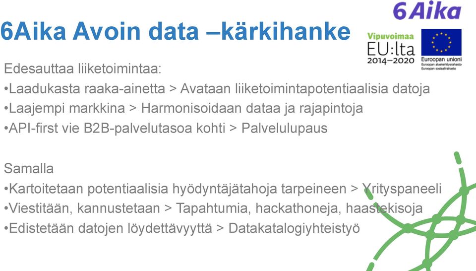 B2B-palvelutasoa kohti > Palvelulupaus Samalla Kartoitetaan potentiaalisia hyödyntäjätahoja tarpeineen >