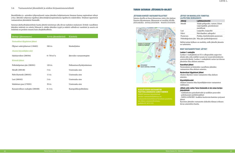 yritys. Jätteiden tyhjennys tapahtuu jätteenkuljetussopimuksessa tapahtuvin määrävälein. Yritykset raportoivat vastaanotetun jätemäärän Satamalle.