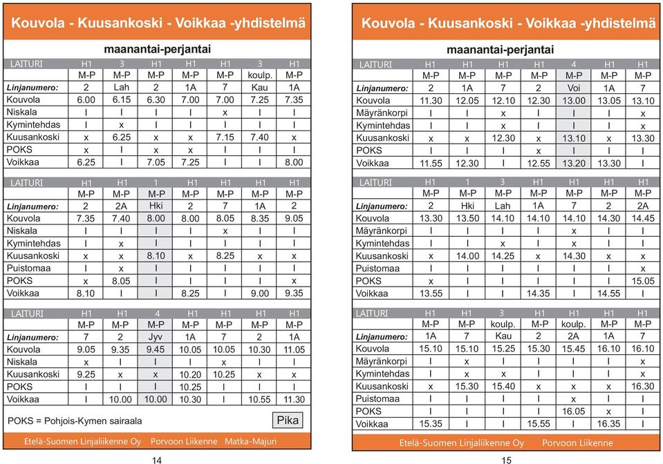 00 9.0 9.3 AUR H1 1 3 H1 H1 H1 H1 injanumero: Mäyränkorpi Puistomaa 13. Hki 13.0 1.00 ah 1. 1.3 1.30 1.30 1. A 1. 1.0 AUR H1 H1 H1 H1 H1 H1 injanumero: Niskala 9.0 9. 9.3 Jyv 9. 10.0 10.0 10. 10.30 10.