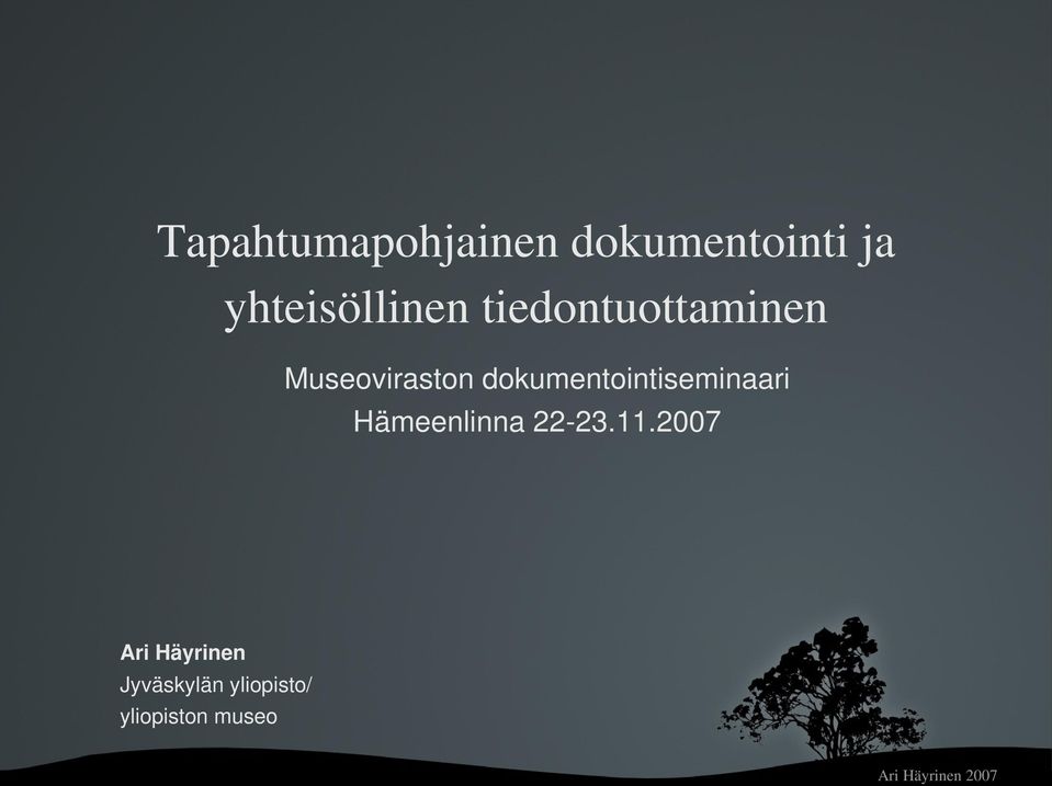 Museovirastondokumentointiseminaari