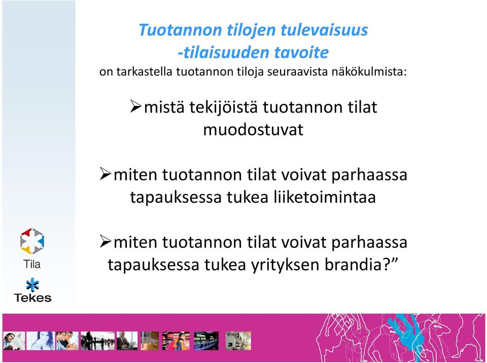 muodostuvat miten tuotannon tilat voivat parhaassa tapauksessa tukea