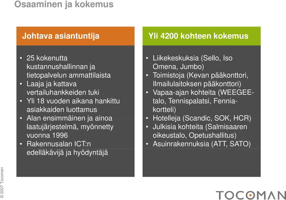 ICT:n edelläkävijä ja hyödyntäjä Liikekeskuksia (Sello, Iso Omena, Jumbo) Toimistoja (Kevan pääkonttori, Ilmailulaitoksen pääkonttori) Vapaa-ajan kohteita