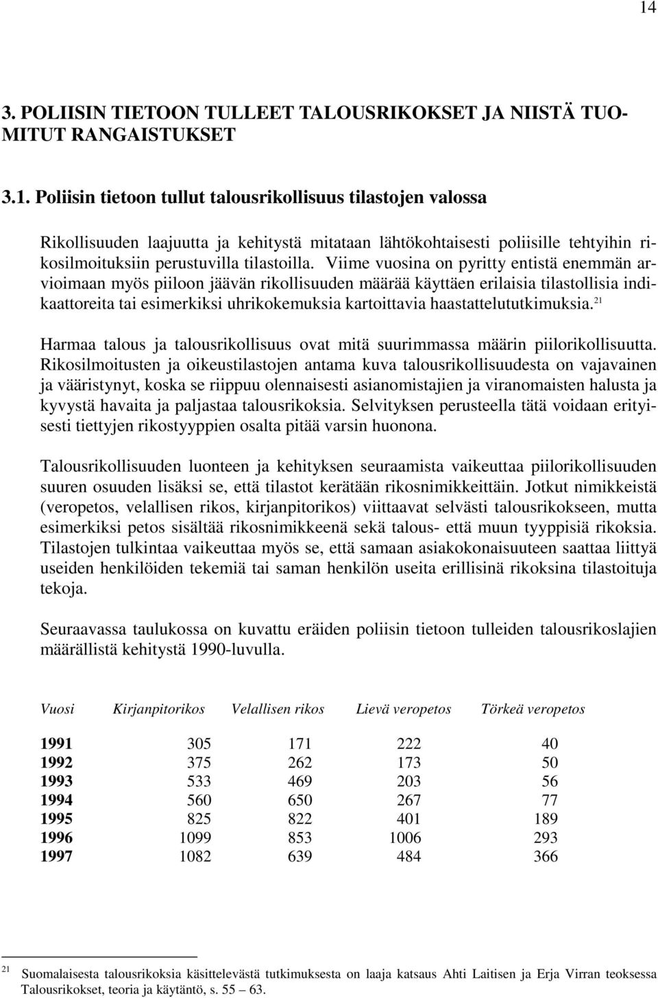 haastattelututkimuksia. 21 Harmaa talous ja talousrikollisuus ovat mitä suurimmassa määrin piilorikollisuutta.