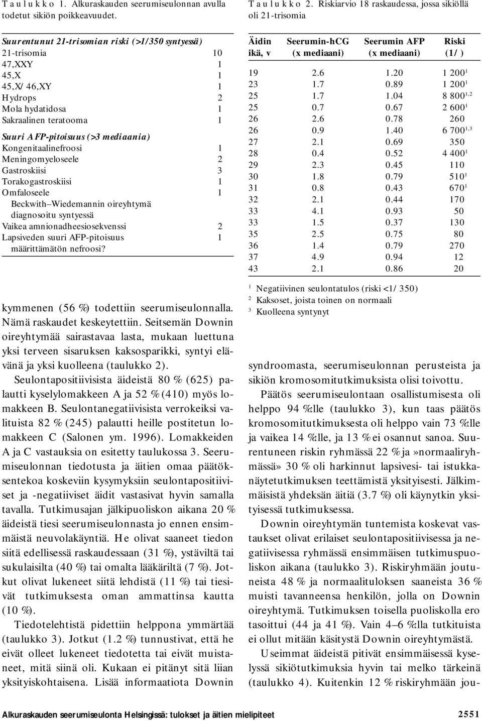 Kongenitaalinefroosi 1 Meningomyeloseele 2 Gastroskiisi 3 Torakogastroskiisi 1 Omfaloseele 1 Beckwith Wiedemannin oireyhtymä diagnosoitu syntyessä Vaikea amnionadheesiosekvenssi 2 Lapsiveden suuri