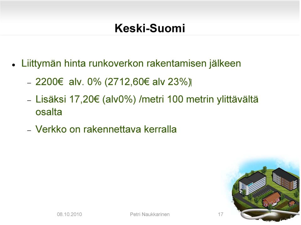 0% (2712,60 alv Lisäksi 17,20 (alv0%) /metri