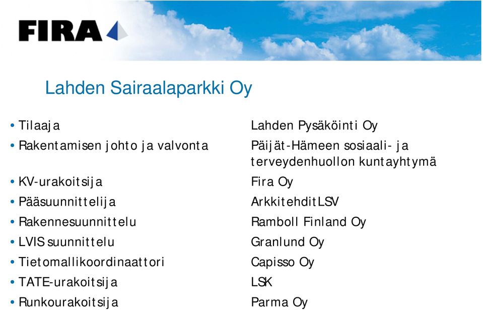 TATE-urakoitsija Runkourakoitsija Lahden Pysäköinti Oy Päijät-Hämeen sosiaali- ja