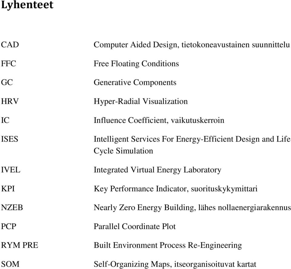 Energy-Efficient Design and Life Cycle Simulation Integrated Virtual Energy Laboratory Key Performance Indicator, suorituskykymittari