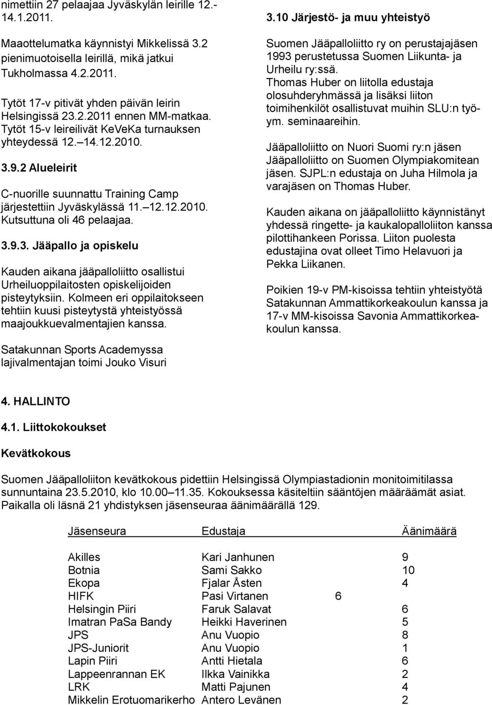 3.9.3. Jääpallo ja opiskelu Kauden aikana jääpalloliitto osallistui Urheiluoppilaitosten opiskelijoiden pisteytyksiin.