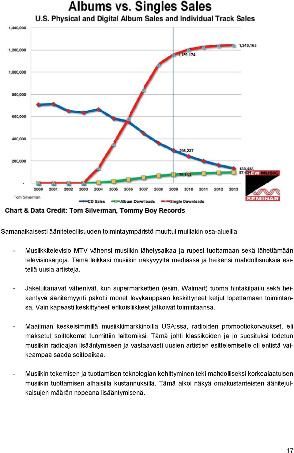 Walmart) tuoma hintakilpailu sekä heikentyvä äänitemyynti pakotti monet levykauppaan keskittyneet ketjut lopettamaan toimintansa. Vain kapeasti keskittyneet erikoisliikkeet jatkoivat toimintaansa.