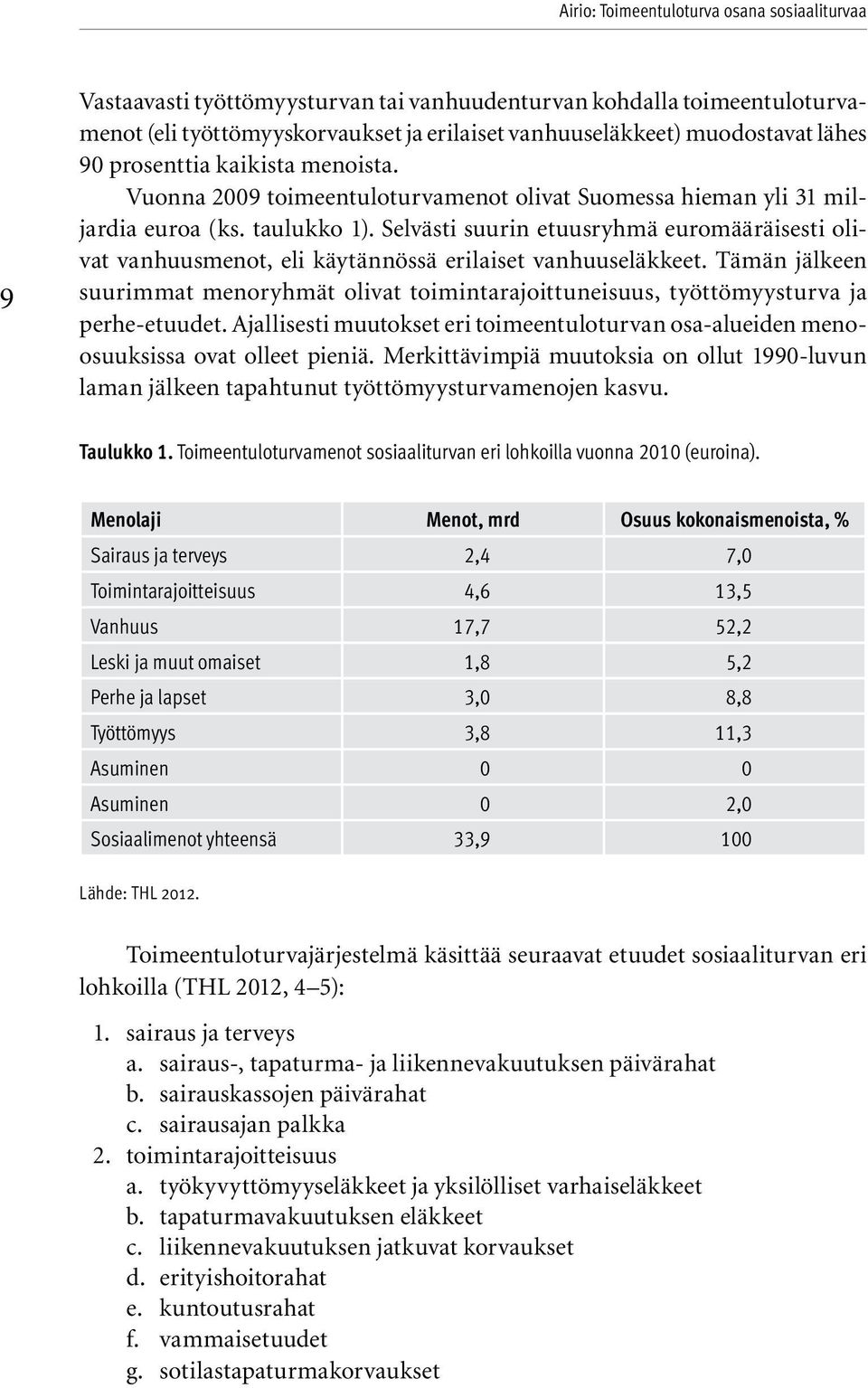 Selvästi suurin etuusryhmä euromääräisesti olivat vanhuusmenot, eli käytännössä erilaiset vanhuuseläkkeet.