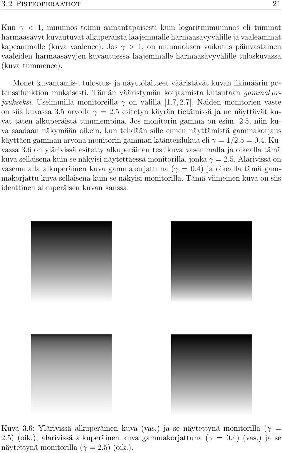 Monet kuvantamis-, tulostus- ja näyttölaitteet vääristävät kuvan likimäärin potenssifunktion mukaisesti. Tämän vääristymän korjaamista kutsutaan gammakorjaukseksi.