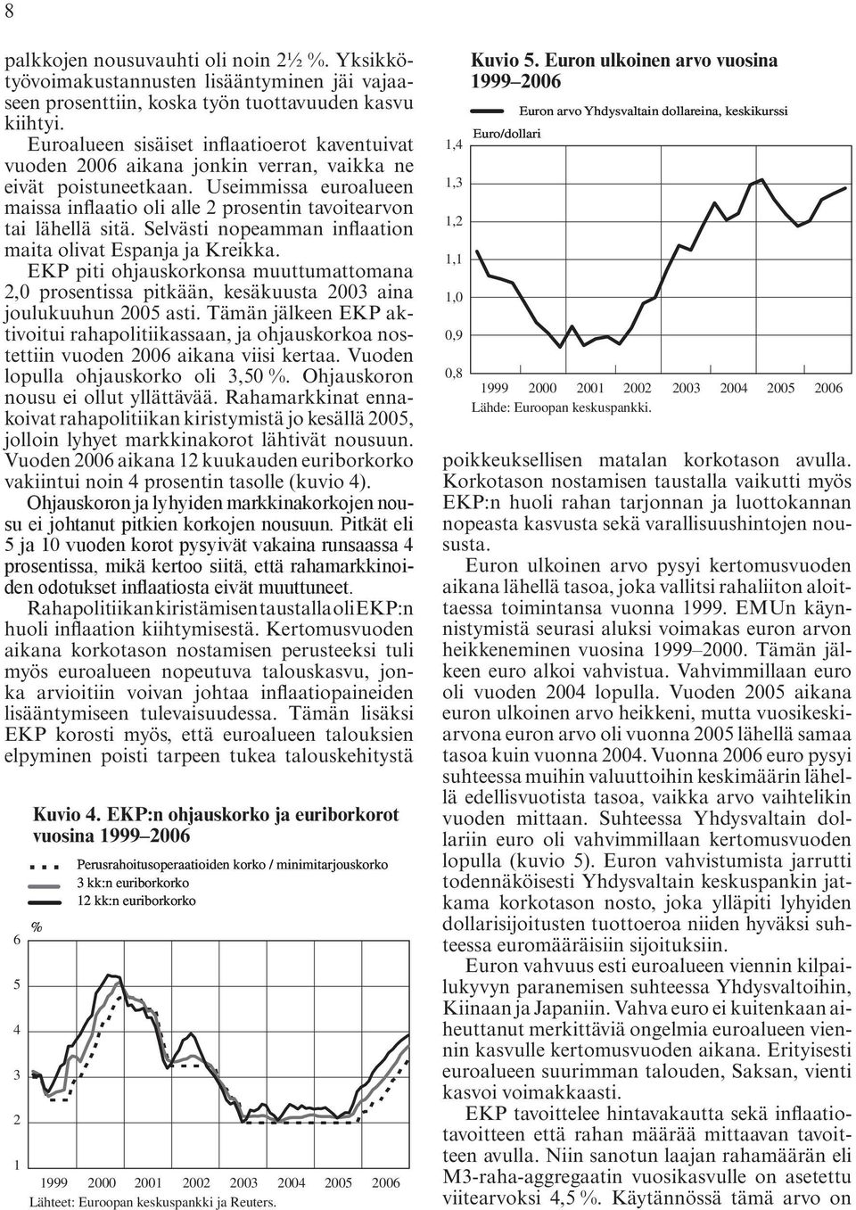 Useimmissa euroalueen maissa inflaatio oli alle 2 prosentin tavoitearvon tai lähellä sitä. Selvästi nopeamman inflaation maita olivat Espanja ja Kreikka.